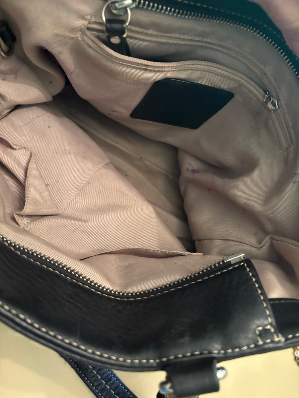 Coach Black Leather Shoulder Tote with Contrast Stitching - Picture 11 of 11